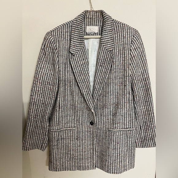 VTG 100% handwoven silk Striped Women's Blazer large - Picture 9 of 9